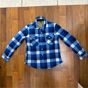 Eddie Bauer Plaid Sherpa Lines Fleece Shirt Jacket Boys Size 8